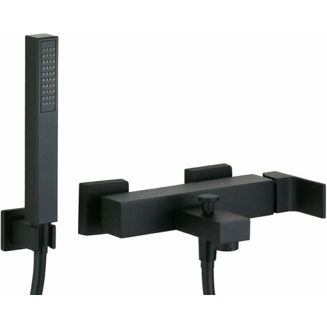 Miscelatore vasca esterno con doccetta colore nero opaco Gattoni SQUARE 2500/25NO  Nero opaco
