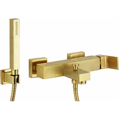 Miscelatore vasca esterno con doccetta colore oro spazzolato Gattoni SQUARE 2500/25SG  Oro Spazzolato