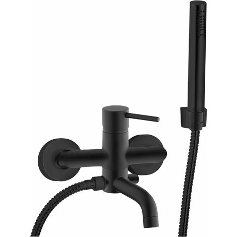 Miscelatore vasca esterno con set doccia Piralla Iseo 0SUYO003A19 Nero opaco - Con set doccia - Nero opaco