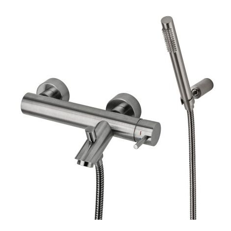 Miscelatore vasca esterno in acciaio spazzolato con doccia Paffoni Light LIG023ST  Steel Looking