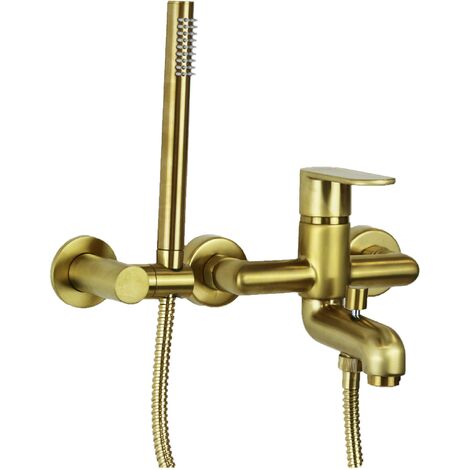 Miscelatore vasca esterno in colore oro spazzolato con kit doccia Paini Domus 18PJ105  Oro Spazzolato