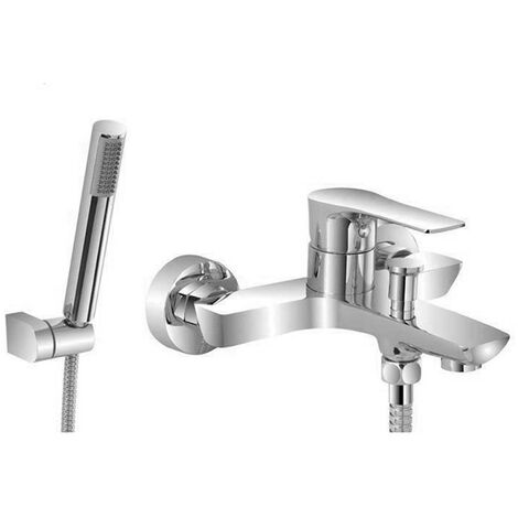 Miscelatore vasca Flat in ottone cromato con kit doccia incluso