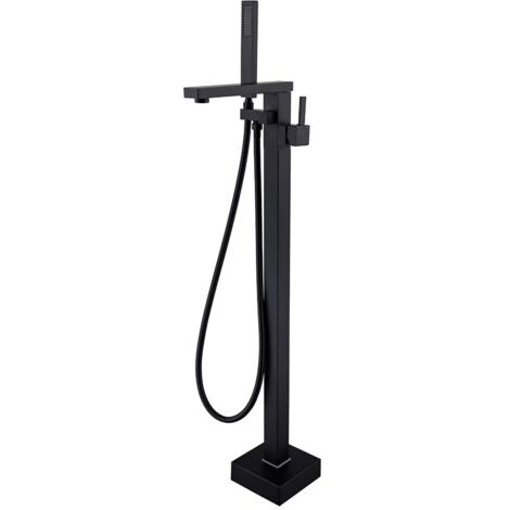 Miscelatore vasca freestanding a pavimento nero opaco quadrato