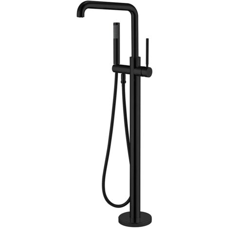 Miscelatore vasca freestanding a pavimento nero opaco tondo