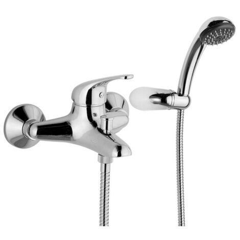 Miscelatore vasca in ottone cromo con doccetta, supporto e flessibile di Rubinetterie Mariani Linea Astro