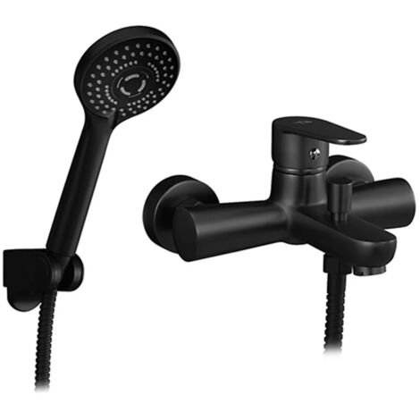 Miscelatore vasca nero opaco con duplex e kit doccia serie Lizzy