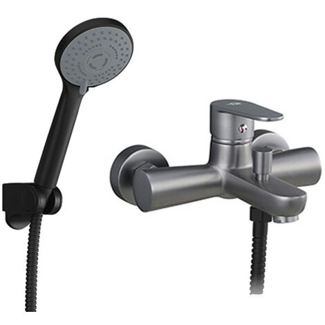 Miscelatore vasca nichel nero satinato con duplex e kit doccia serie  Lizzy