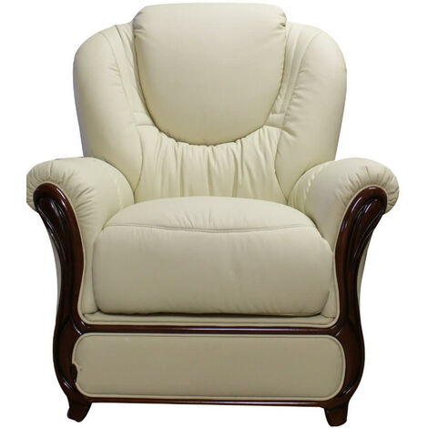 Mississippi Genuine Italian Sofa Armchair Cream Leather