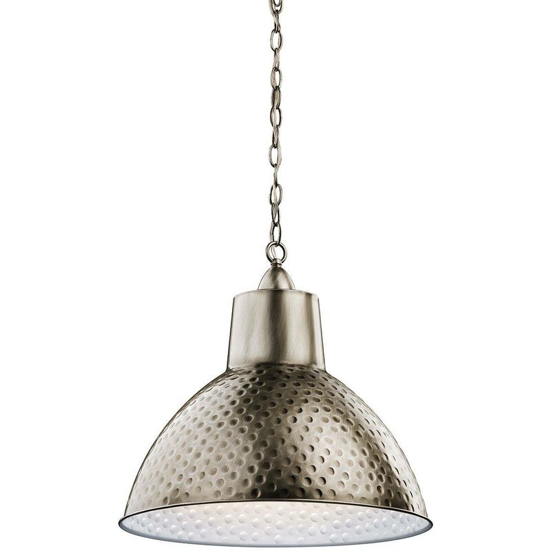 Elstead Missoula - 1 Light Dome Ceiling Pendant Light Pewter, E27