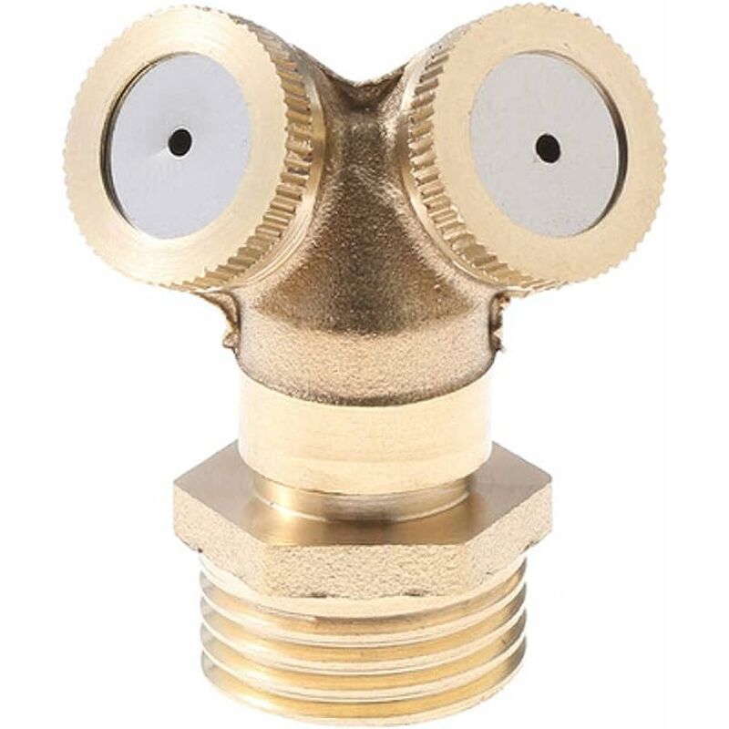 Misting Nozzle, 2 Hole Brass Misting Nozzle for Garden Watering, for Outdoor Gardens - 5 Pack