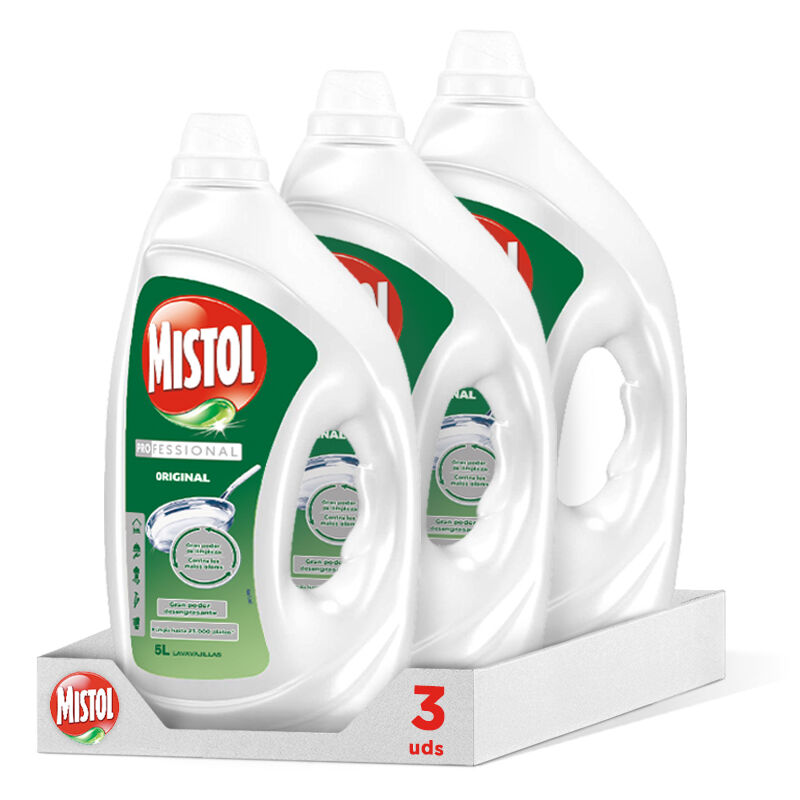 

Professional - Lavavajillas líquido a mano 5L, Pack de 3 Unidades - Mistol