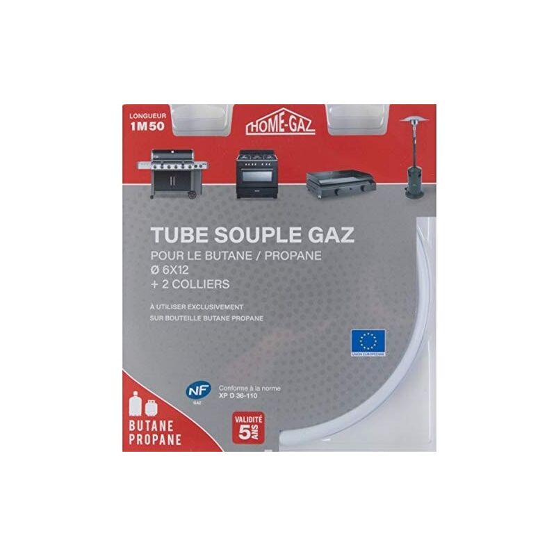 Home gaz - tube butane/propane - blanc - 1.5 mètres - validité 5 ans GAZ002 - Mistral