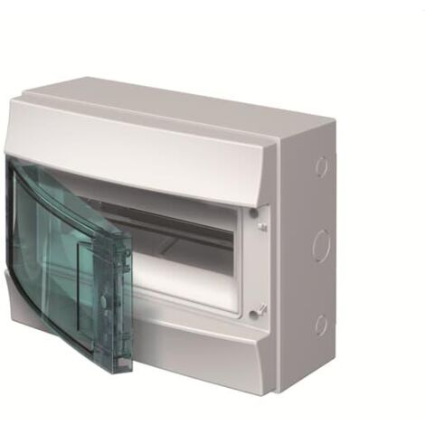 Mistral65H- Coffret Etanche-1 Rangée -12 modules-Porte Transp.-RAL7035-GWT 750°c 1SLM006500A2212 ABB H65P12X120750