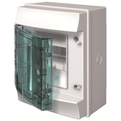 Mistral65H- Coffret Etanche -1 Rangée -4 modules-Porte Transp.-RAL7035-GWT 750°c 1SLM006500A2210 ABB H65P04X120750