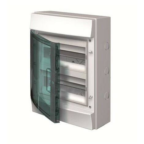 Mistral65H- Coffret Etanche-2R x 12 modules-Porte Transp.-RAL7035-GWT 750°c 1SLM006500A2214 ABB H65P12X220750
