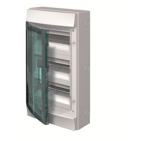 Mistral65H Coffret Etanche 3 Rangées de 12 modules Porte Transparente RAL7035-GWT 750°c 1SLM006500A2216 ABB H65P12X320750
