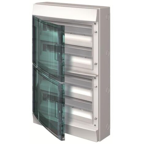 Mistral65H- Coffret Etanche-4R x 18 modules-Porte Transp.-RAL7035-GWT 750°c 1SLM006500A2219 ABB H65P18X420750