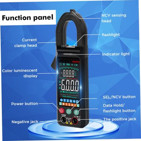 Misuratore a pinza automatica Multimetro Tester 6000 Conteggio CAC/CC Corrente Tensione OHM Volt Amp Misurazione
