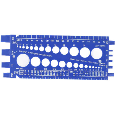 Misuratore della filettatura del bullone dado da M3 a M22 Identificatore delle dimensioni metriche e n. 4 3/4 imperiali Blu