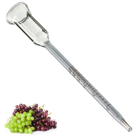 Misuratore di alcol in vetro per vino, da 0 a 25% vol. Contenuto alcolico: vino di frutta, birra, misuratore di alcol