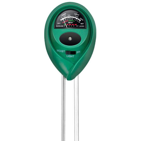 Misuratore di pH del terreno 3 in 1: tester per umidità, luce e pH in giardini, fattorie, piante, ambienti interni, cura del prato e acqua del terreno sensore di umidità del terreno per uso orticolo.