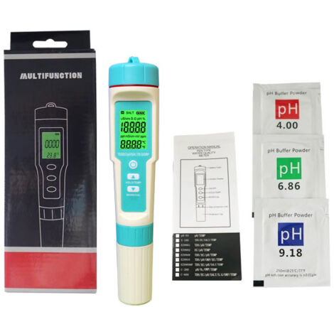 Misuratore di PH Misuratore di TDS 7 in 1 Tester di qualità dell'acqua PH/TDS/EC/ORP/SG/Salinità/H2/Temperatura Misuratore, Preciso e affidabile, Utilizzato per Piscine, Idroponica, Acqua potabile, Ac