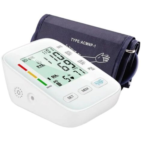 Misuratore di pressione sanguigna da braccio completamente automatico con display digitale/Con comodo bracciale e funzione di memoria/Misurazione della pressione sanguigna e del polso (1 pezzo)