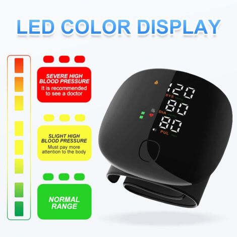 Misuratore di pressione sanguigna da polso - Misuratore di pressione sanguigna digitale con display LED - Polsino regolabile (13,5 cm-19,5 cm), 2 memorie utente - 99 x 2 memorie di lettura