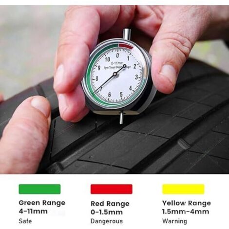 Misuratore di profondità del battistrada, 2 pezzi, strumento professionale portatile per la misurazione della profondità del battistrada, intervallo 0-11 mm per auto, moto e camion.
