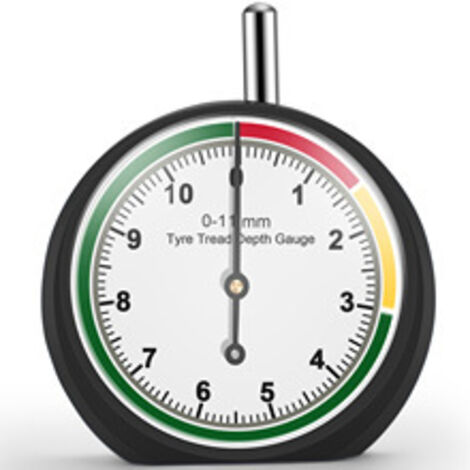 Misuratore di profondità del battistrada - Strumento di misurazione della profondità - 0-11 mm / 0-0,43 pollici - Diametro quadrante 44 mm (1,7 pollici) - Manometro per pressione pneumatici per auto, 