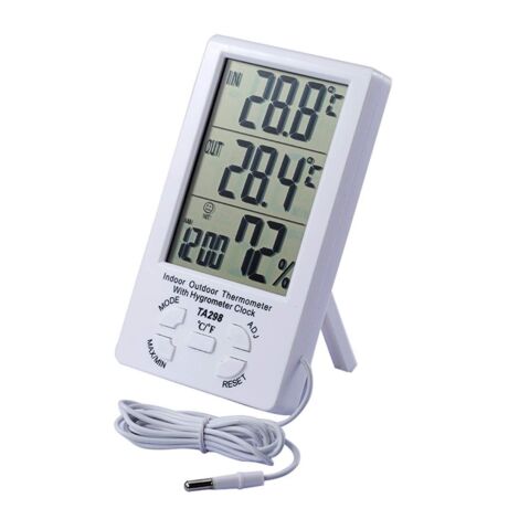 Misuratore di temperatura e umidità digitale LCD per interni ed esterni, misuratore di temperatura e umidità per casa, ufficio, hotel e ospedale (bianco)