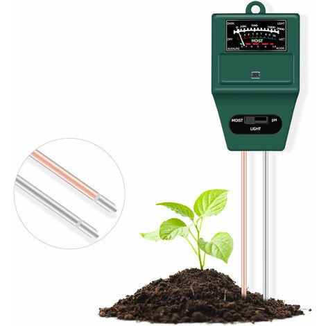 Misuratore di umidità del suolo, kit di tester del suolo 3 in 1 con test di umidità/pH/luce, igrometro del sensore dell'acqua della pianta per giardino prato fattoria indoor outdoor