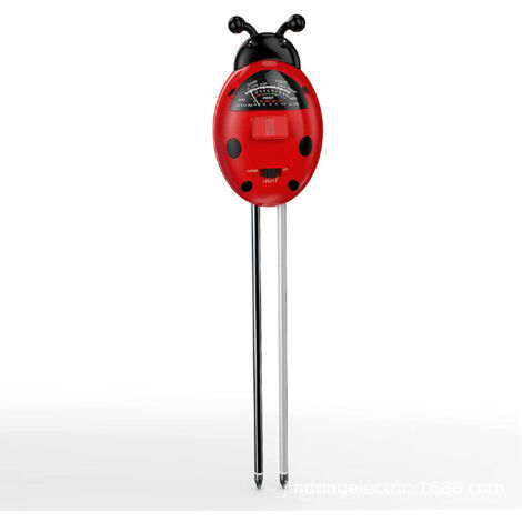 Misuratore di umidità del suolo, Umidità del suolo a forma di coccinella in metallo, Luce, Tester PH, Tester di umidità del suolo per giardinaggio, Misuratore PH della luce solare e dell'acidità del s