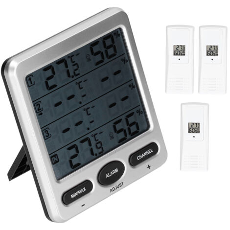 Misuratore di umidità e temperatura Termometro digitale LCD Igrometro con 3 sensori remoti TSWS10