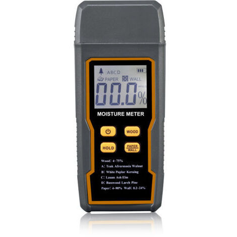 Misuratore di umidità multifunzionale a 4 modalità con display LCD, per materiali da costruzione in legno per pareti.