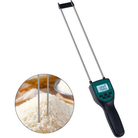 Misuratore di umidità per fieno, tester portatile per l'umidità del fieno con display LCD chiaro e istruzioni vocali, misuratore digitale a perni per l'umidità di cereali, mais e soia.