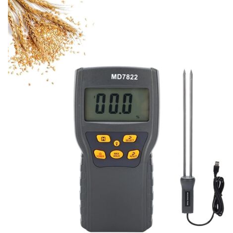 Misuratore di umidità portatile per cereali, rilevatore digitale di umidità per mais, intervallo di misurazione dell'umidità 2%-30%, con sonda, per riso, soia, cereali fibrosi, ecc.