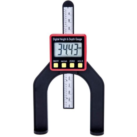 Misuratore digitale di altezza e profondità (50 mm, 80 mm) con base magnetica - Ampio display LCD digitale per lavorazione del legno - Rosso