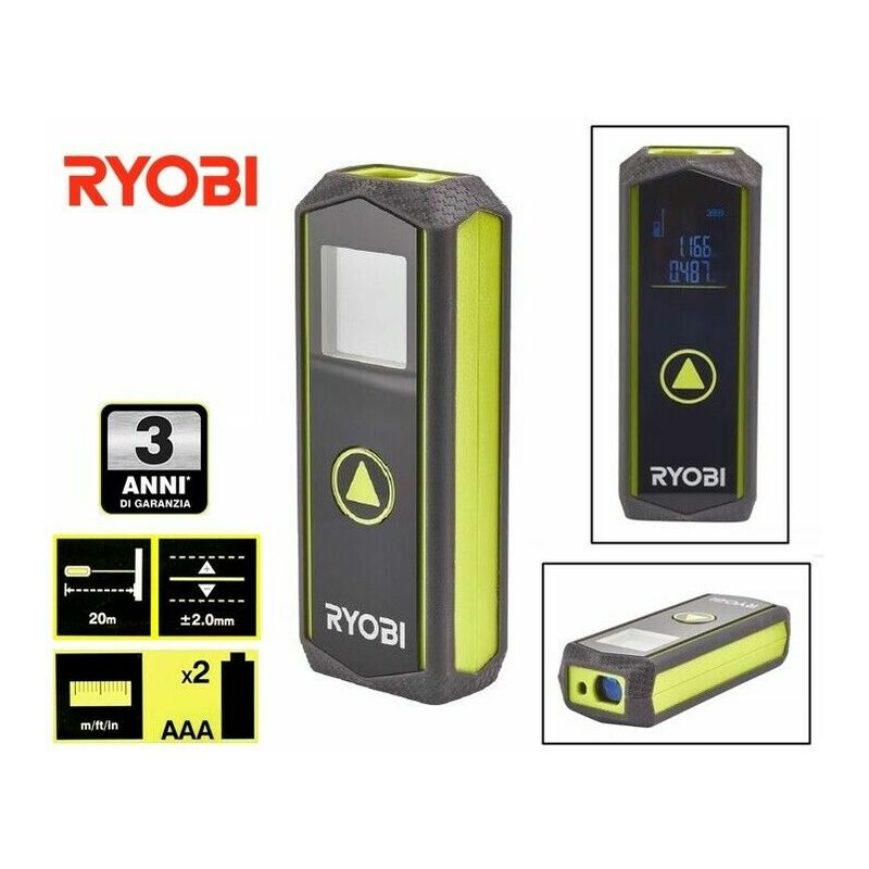 Image of Ryobi - distanziometro misuratore laser compatto fino a 20 metri a batterie