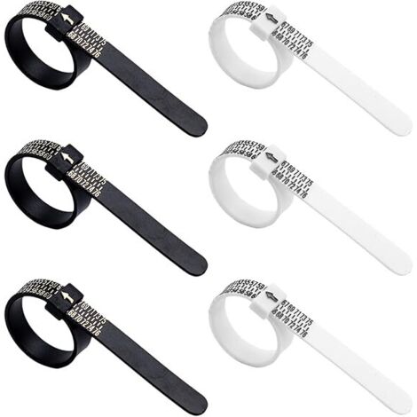 Misuratore per anelli, confezione da 6, misuratore per anelli per misurare il diametro degli anelli, misure standard UK, UE, USA, S, plastica