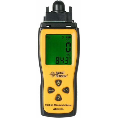 Misuratore portatile di monossido di carbonio SMART SENSOR con tester per gas CO ad alta precisione, monitor, rilevatore, display LCD, allarme sonoro e luminoso 0-1000 ppm