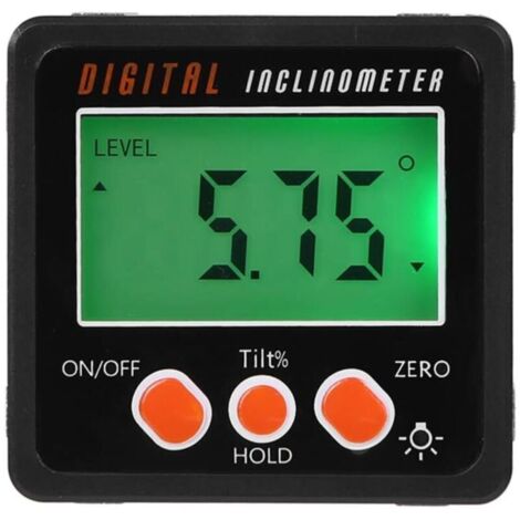 Misurazione dell'angolo, inclinometro digitale orizzontale, livella elettronica digitale, base magnetica, strumenti di misurazione, nero
