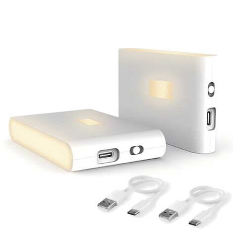 Mit Bewegungsmelder, Wiederaufladbare USB-Kinder-Nachtlicht mit 3 Modi (Auto/Ein/Aus), 2700K Warmweißes Nachtlicht für Schlafzimmer, Treppe, Badezimmer, Schrank, Flur [2 Stück]