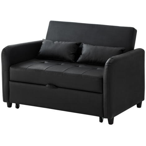 [Mit Schlaffunktion] Multifunktionales Sofabett, Zweisitzer-Ausziehbares Sofabett, 3-stufig verstellbare Rückenlehne, wasserabweisendes PU-Material, leicht in ein Bett verwandelbar