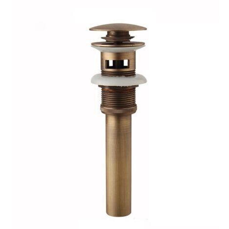 Mit Überlauf – Waschtischablauf, Pop-up Retro Verschluss Ablaufgarnitur aus Bronze Messing Universal Ventil Spülbecken Waschbecken Siphon