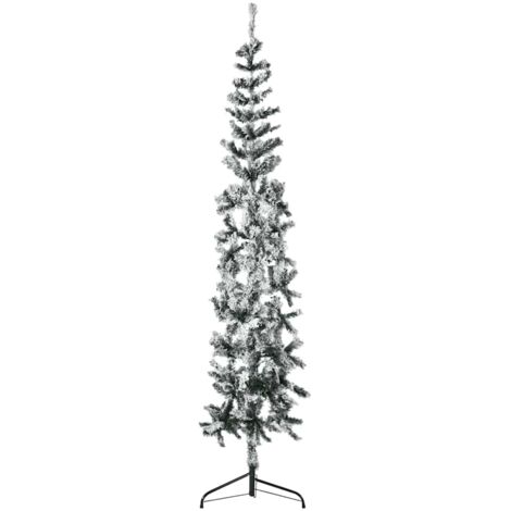 Mitad árbol Navidad artificial delgado con nieve 240 cm