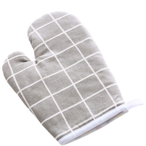 Mitaine de Cuisine Chauffante - Protection Thermique Doublée en Coton pour Plats de Cuisson - Gris Quadrillé