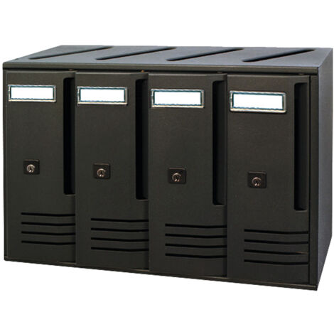 MITEIGENTUM MAILBOX MOD. Gusseisenfarbener Aluminiumwürfel mit 4 Plätzen