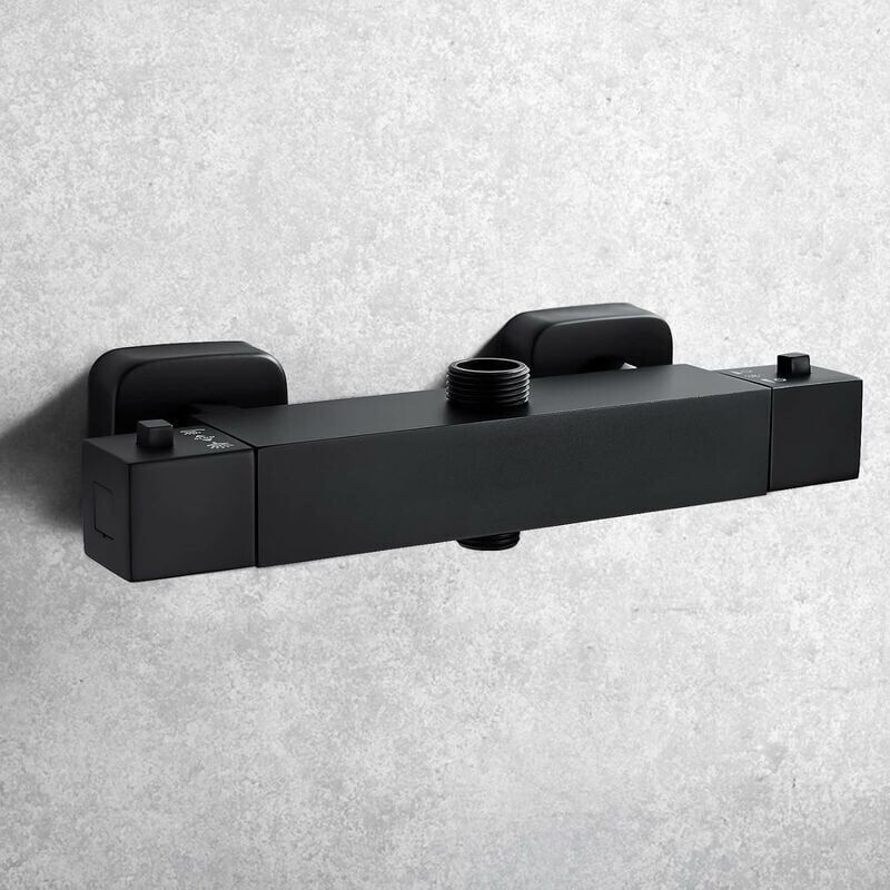 mitig douche thermostatique 2 Sorties, Robinet Thermostatique de Douche avec 38 ° bouton,Mitig Thermostatique pour Douche,haut G3/4 BSP+ bas G1/2