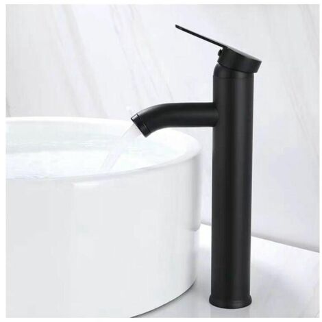 MitigEU de Lavabo, Design à Bec Haut, Robinet Monotrou, pour Vasque à Poser sur Table pour Salle de Bain en Cuivre Chromé avec MoussEU Démontable